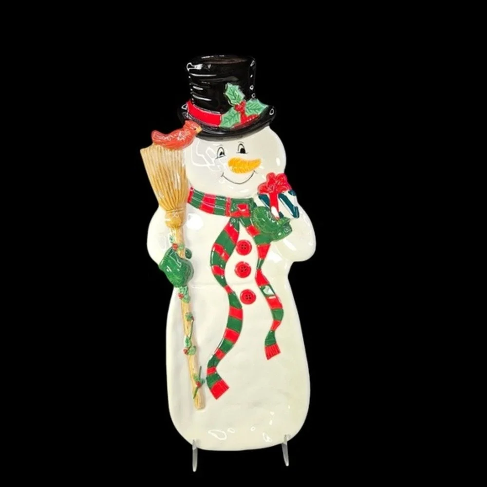 Fitz And Floyd‎ Snack Therapy Snowman Serving Tray Plate Dish Holiday Xmas Decor